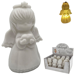 1/12x LED Nachtlicht Engel 6x11x6cm Kunststoff warmweiß Timerfunktion batteriebetrieben Dekoleuchte