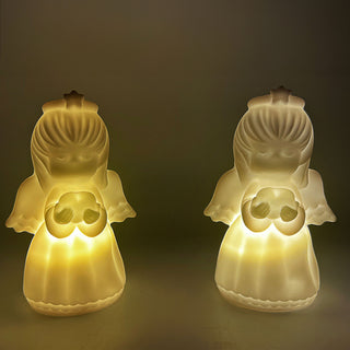 1/12x LED Nachtlicht Engel 6x11x6cm Kunststoff warmweiß Timerfunktion batteriebetrieben Dekoleuchte