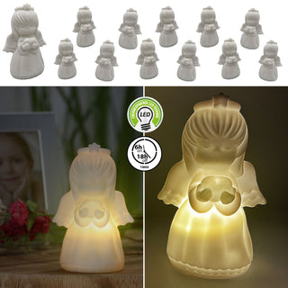 1/12x LED Nachtlicht Engel 6x11x6cm Kunststoff warmweiß Timerfunktion batteriebetrieben Dekoleuchte