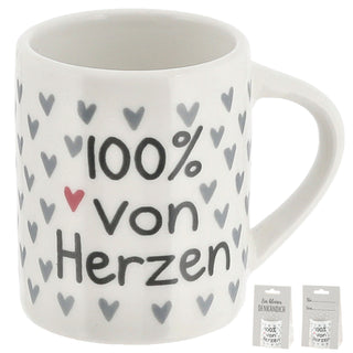 Minitasse 6er Set Sprüche Porzellan weiß bunt 40ml 6x5x4,2cm Tasse klein Becher Henkeltasse Espressotasse