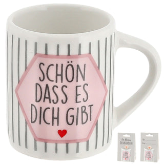 Minitasse 6er Set Sprüche Porzellan weiß bunt 40ml 6x5x4,2cm Tasse klein Becher Henkeltasse Espressotasse
