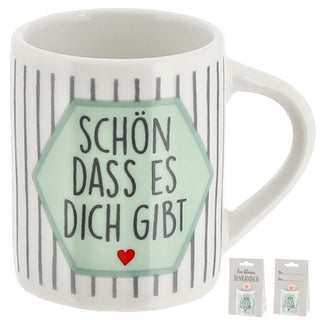 Minitasse 6er Set Sprüche Porzellan weiß bunt 40ml 6x5x4,2cm Tasse klein Becher Henkeltasse Espressotasse