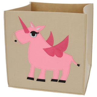 Aufbewahrungskorb Kids 4er Set 30x30x30cm Polyester-Filz naturfarben bunt 4 Motive Nashorn Drache Einhorn Schaf Spielzeugboxen