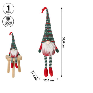 Wichtel 'Nordic' Kantenhocker Polyester 17x52x11cm rot grün Kantensitzer Weihnachtswichtel im nordischen Design Adventsdeko Weihnachtsdeko Plüschfigur Wichtelmann