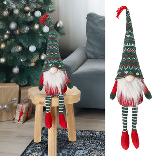 Wichtel 'Nordic' Kantenhocker Polyester 17x52x11cm rot grün Kantensitzer Weihnachtswichtel im nordischen Design Adventsdeko Weihnachtsdeko Plüschfigur Wichtelmann