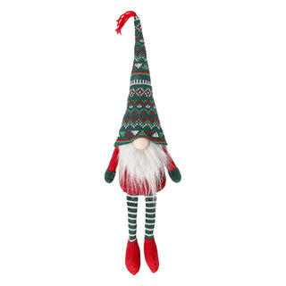 Wichtel 'Nordic' Kantenhocker Polyester 17x52x11cm rot grün Kantensitzer Weihnachtswichtel im nordischen Design Adventsdeko Weihnachtsdeko Plüschfigur Wichtelmann
