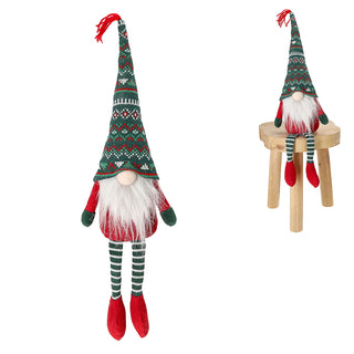 Wichtel 'Sterne' Kantenhocker Polyester 14x40x9cm rot weißKantensitzer Weihnachtswichtel funkelnde Sterne Adventsdeko Weihnachtsdeko Plüschfigur Wichtelmann