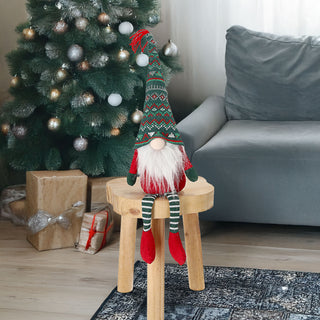 Wichtel 'Sterne' Kantenhocker Polyester 14x40x9cm rot weißKantensitzer Weihnachtswichtel funkelnde Sterne Adventsdeko Weihnachtsdeko Plüschfigur Wichtelmann