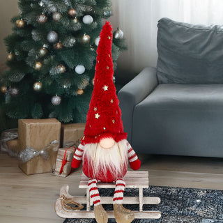 Wichtel 'Sterne' Kantenhocker Polyester 14x40x9cm rot weißKantensitzer Weihnachtswichtel funkelnde Sterne Plüschfigur Wichtelmann