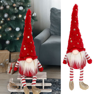 Wichtel 'Sterne' Kantenhocker Polyester 14x40x9cm rot weißKantensitzer Weihnachtswichtel funkelnde Sterne Plüschfigur Wichtelmann
