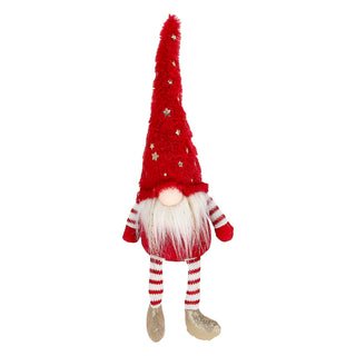 Wichtel 'Sterne' Kantenhocker Polyester 14x40x9cm rot weißKantensitzer Weihnachtswichtel funkelnde Sterne Plüschfigur Wichtelmann