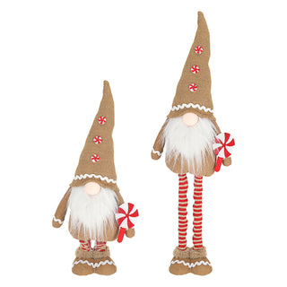 Wichtel 'Lollipop' mit Teleskopbeinen ca. 80cm Polyester Eisen 23x55x9cm rot braun Weihnachtswichtel Adventsdeko Weihnachtsdeko Plüschfigur Wichtelmann