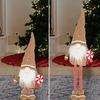 Wichtel 'Lollipop' mit Teleskopbeinen ca. 80cm Polyester Eisen 23x55x9cm rot braun Weihnachtswichtel Adventsdeko Weihnachtsdeko Plüschfigur Wichtelmann