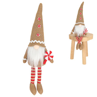 Wichtel 'Lollipop' Kantenhocker Polyester 18x50x10cm rot braun Kantensitzer Weihnachtswichtel mit Lolli Adventsdeko Weihnachtsdeko Plüschfigur Wichtelmann