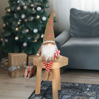 Wichtel 'Lollipop' Kantenhocker Polyester 18x50x10cm rot braun Kantensitzer Weihnachtswichtel mit Lolli Adventsdeko Weihnachtsdeko Plüschfigur Wichtelmann