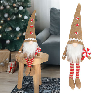 Wichtel 'Lollipop' Kantenhocker Polyester 18x50x10cm rot braun Kantensitzer Weihnachtswichtel mit Lolli Adventsdeko Weihnachtsdeko Plüschfigur Wichtelmann