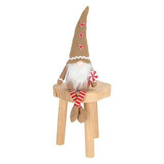 Wichtel 'Lollipop' Kantenhocker Polyester 18x50x10cm rot braun Kantensitzer Weihnachtswichtel mit Lolli Adventsdeko Weihnachtsdeko Plüschfigur Wichtelmann