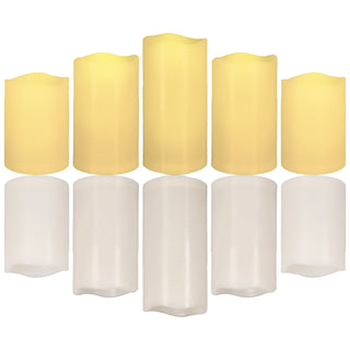 LED Kerzen Set 5er Set 3 Gößen Outdoor Kunststoff Echtwachsoptik warmweiß IP44 Flackerfunktion Timerfunktion batteriebetrieben