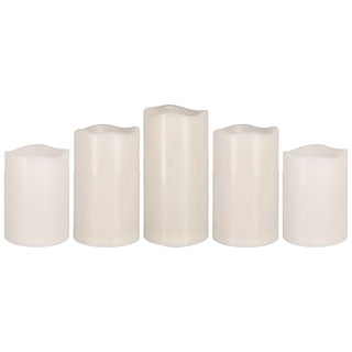 LED Kerzen Set 5er Set 3 Gößen Outdoor Kunststoff Echtwachsoptik warmweiß IP44 Flackerfunktion Timerfunktion batteriebetrieben
