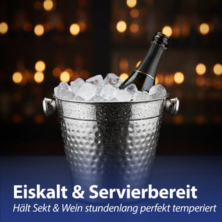 Flaschenkühler gehämmert silber/kupfer Edelstahl Ø22x20cm Getränkekübel Eisbehälter Flaschenkühler Wein Champagner Sekt Partyzubehör Barzubehör