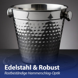 Flaschenkühler gehämmert silber/kupfer Edelstahl Ø22x20cm Getränkekübel Eisbehälter Flaschenkühler Wein Champagner Sekt Partyzubehör Barzubehör