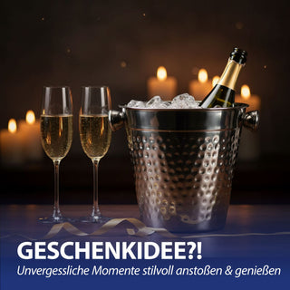 Flaschenkühler gehämmert silber/kupfer Edelstahl Ø22x20cm Getränkekübel Eisbehälter Flaschenkühler Wein Champagner Sekt Partyzubehör Barzubehör