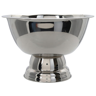 Sektkühler Schale silber Edelstahl Ø40x25cm Getränkeschale Eisbehälter Getränkewanne Schale mit Fuß Partyzubehör Barzubehör
