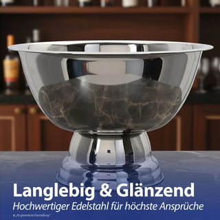 Sektkühler Schale silber Edelstahl Ø40x25cm Getränkeschale Eisbehälter Getränkewanne Schale mit Fuß Partyzubehör Barzubehör