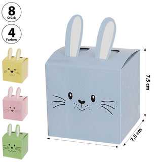Osterbox mit Hasenohren 8er Set 7,5cm Papier 300gsm gelb blau grün rosa Schachtel Hasengesicht Osterhase Osterdeko