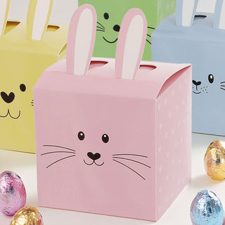 Osterbox mit Hasenohren 8er Set 7,5cm Papier 300gsm gelb blau grün rosa Schachtel Hasengesicht Osterhase Osterdeko