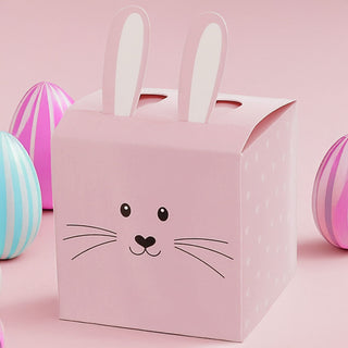 Osterbox mit Hasenohren 8er Set 7,5cm Papier 300gsm gelb blau grün rosa Schachtel Hasengesicht Osterhase Osterdeko