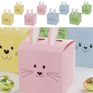 Osterbox mit Hasenohren 8er Set 7,5cm Papier 300gsm gelb blau grün rosa Schachtel Hasengesicht Osterhase Osterdeko