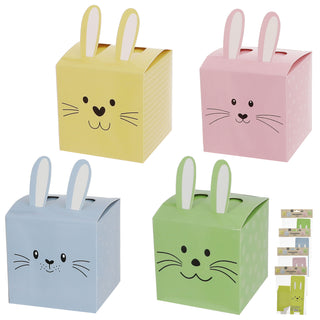 Osterbox mit Hasenohren 8er Set 7,5cm Papier 300gsm gelb blau grün rosa Schachtel Hasengesicht Osterhase Osterdeko