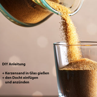 DIY Kerzensand mit 5 Dochten 250gr schwarz 14x20x14cm Paraffinwachs Sandgranulat Kerzenwachs Pulver Wachs Granulat für Gläser und Dekogefäße