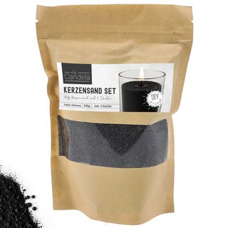 DIY Kerzensand mit 5 Dochten 250gr schwarz 14x20x14cm Paraffinwachs Sandgranulat Kerzenwachs Pulver Wachs Granulat für Gläser und Dekogefäße