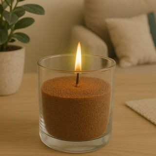 DIY Kerzensand mit 5 Dochten 250gr braun 14x20x14cm Paraffinwachs Sandgranulat Kerzenwachs Pulver Wachs Granulat für Gläser und Dekogefäße