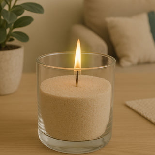 DIY Kerzensand mit 5 Dochten 250gr creme 14x20x14cm Paraffinwachs Sandgranulat Kerzenwachs Pulver Wachs Granulat für Gläser und Dekogefäße