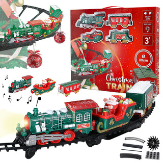 Weihnachtszug für Tannenbaum Ø80cm Kunststoff Licht Sound Lokomotive 3 Waggons batteriebetrieben