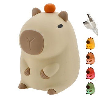 LED Leuchte 'Capybara' SoftTouch beige 8x12cm Silikon Kunststoff warmweiß Farbwechsel USB-C Ladekabel LED-Figur Nachtlicht Kinderzimmerlampe