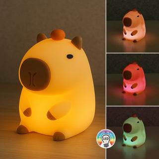 LED Leuchte 'Capybara' SoftTouch beige 8x12cm Silikon Kunststoff warmweiß Farbwechsel USB-C Ladekabel LED-Figur Nachtlicht Kinderzimmerlampe