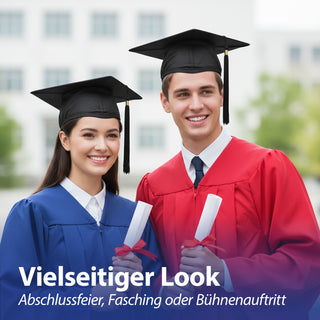 Hut mit Quaste Absolvent schwarz 22,5x22x5x1cm Polyester Faschingskostüm Kopfbedeckung Verkleidung Doktorhut Mottoparty
