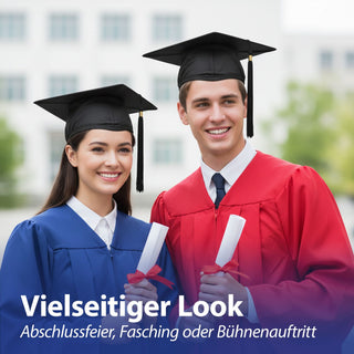 Hut mit Quaste Absolvent schwarz 22,5x22x5x1cm Polyester Faschingskostüm Kopfbedeckung Verkleidung Doktorhut Mottoparty