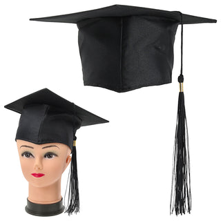 Hut mit Quaste Absolvent schwarz 22,5x22x5x1cm Polyester Faschingskostüm Kopfbedeckung Verkleidung Doktorhut Mottoparty