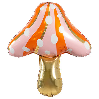 Folienballon Fliegenpilz 55x77cm gold rosa orange Kunststoff Ballon Riesenpilz Partydeko Herbstdekoration Mottoparty Heliumballon