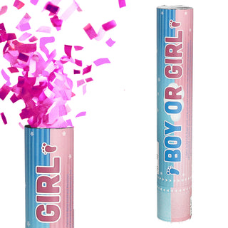 Party-Popper 'Boy or Girl' für Mädels/Jungs 30cm Papier rosa/hellblau Konfettikanone Konfettiregen Geburt Junge ohne Pyrotechnik 5-8m
