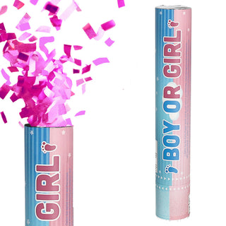 Party-Popper 'Boy or Girl' für Mädels/Jungs 30cm Papier rosa/hellblau Konfettikanone Konfettiregen Geburt Junge ohne Pyrotechnik 5-8m