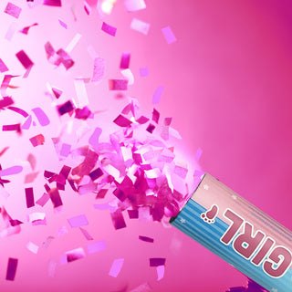 Party-Popper 'Boy or Girl' für Mädels/Jungs 30cm Papier rosa/hellblau Konfettikanone Konfettiregen Geburt Junge ohne Pyrotechnik 5-8m
