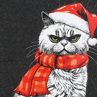 Fussmatte XMAS CAT 'Hau ab!' Weihnachtsmotiv Filz 60x40x0,4cm Schutzfangmatte Katze im Nikolauskostüm Weihnachten Türmatte