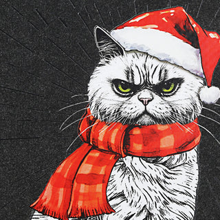 Fussmatte XMAS CAT 'Hau ab!' Weihnachtsmotiv Filz 60x40x0,4cm Schutzfangmatte Katze im Nikolauskostüm Weihnachten Türmatte
