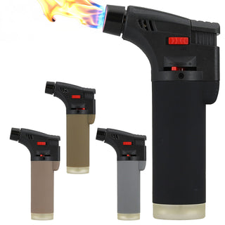 Jet Feuerzeug 4er Set Brenner Soft Touch 4 Farben 6,5x12x3cm ABS nachfüllbar regulierbare Flamme Sturmfeuerzueg